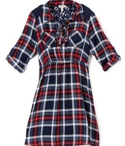 ❤NAVY PLAD SHIRT/DRESS!!❤